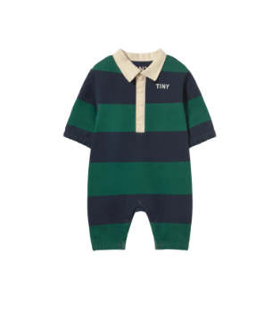Navy Stripe Polo Romper